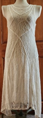 Sundance Language of Love Ivory Patchwork Lace Overlay Sleeveless Dress Small