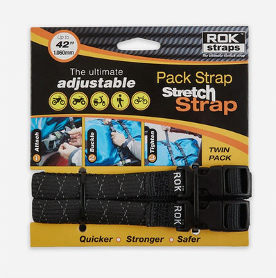 ROK Straps ROK-10358 Black/Reflective 12'' - 42'' Pack Adjustable Stretch Strap