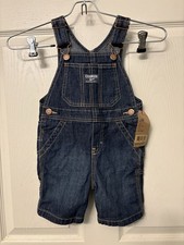 NWT Oshkosh B'gosh Short Overalls Bibs Baby Vestbak Blue Denim Straps 24 months