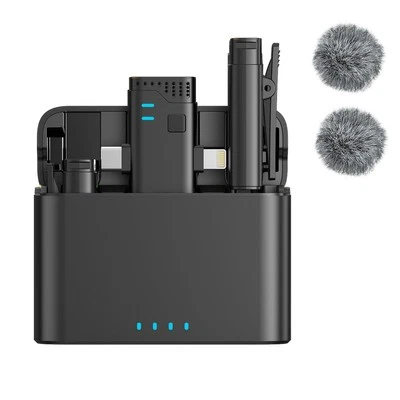 CAIORD 2 in 1 Professional Wireless Lavalier Microphone for Android iPhone iPad with