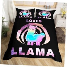 Cute Llama Duvet Cover Kids Boys Girls Full Full No Comforter Black Purple