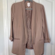 LC Lauren Conrad Blazer Jacket Women Pink Rayon 3/4 Sleeve Pockets F2 Size M