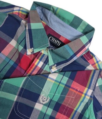 Chaps Easy Care Shirt Medium Plaid Button Down Long Sleeve Casual Mens
