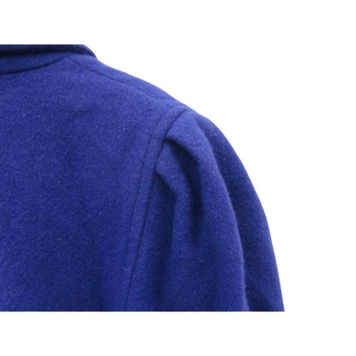Vintage 80's Pure New Wool Ladies Long Coat Purple Royal Blue UK Large -Preloved - Picture 21 of 24