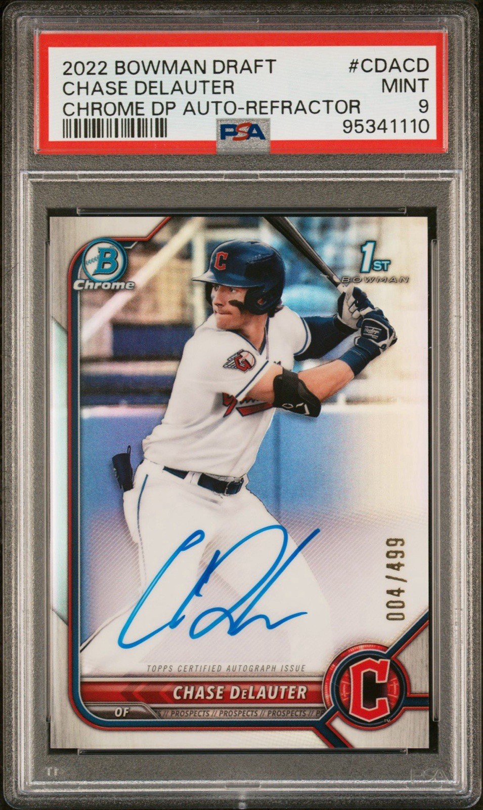 Chase Delauter 2022 1st Bowman Chrome Refractor Auto /499 PSA 9