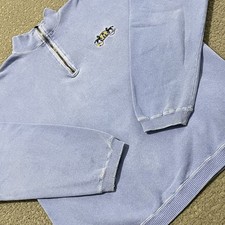 Santee Sweatshirt Mens M Purple Embroidered 1/4 Zip Vintage USA Made Pullover