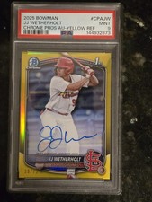 JJ Wetherholt 1st Bowman Yellow Refractor Auto/75 PSA 9