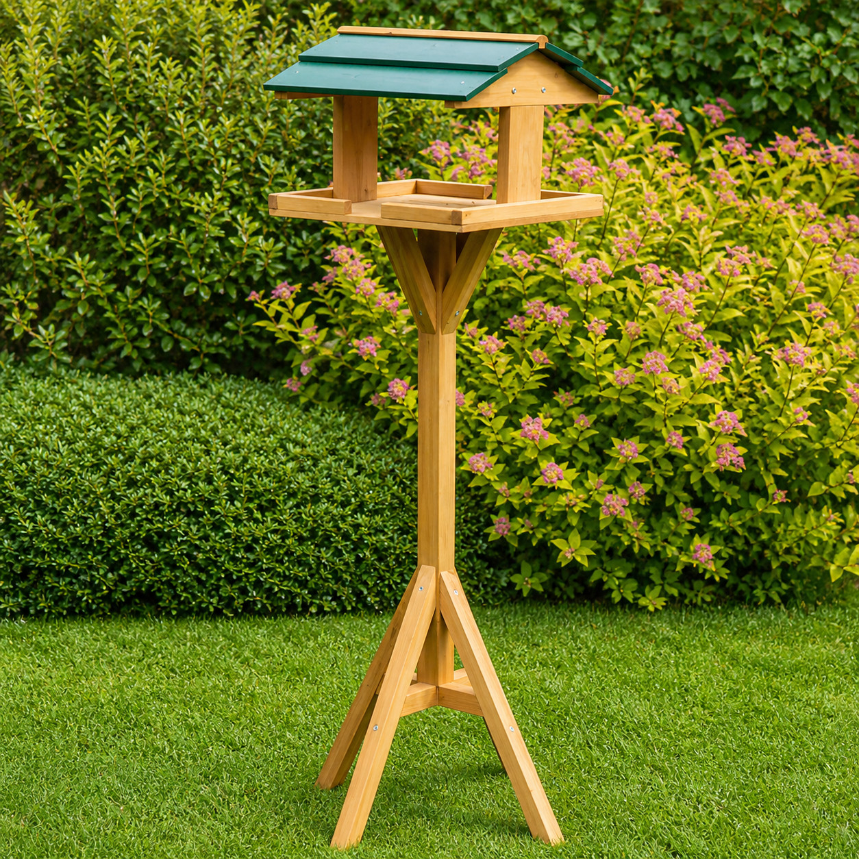 Traditional Wooden Bird Table Garden Birds Feeder Feeding Station Free Standing
