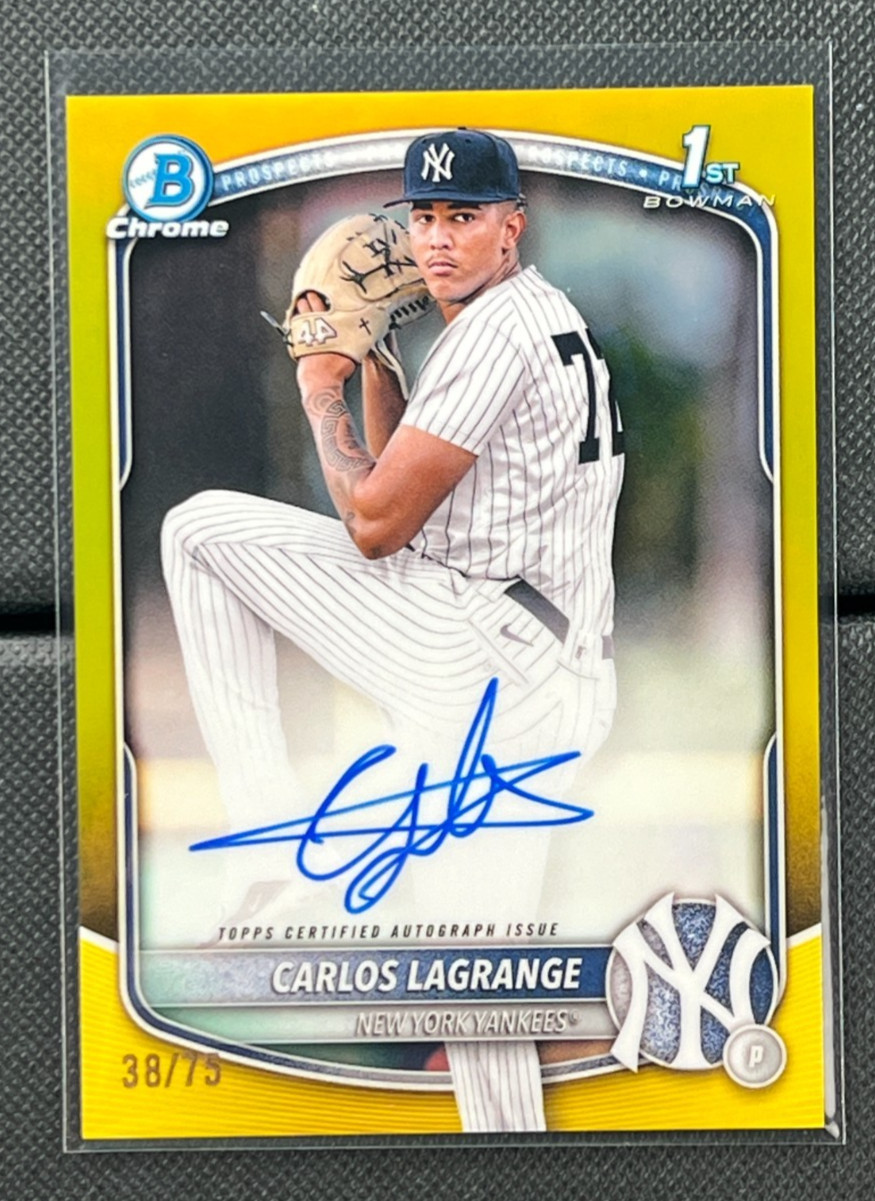 2025 Bowman Chrome 1st CARLOS LAGRANGE  Yellow Refractor Auto /75 Q5701