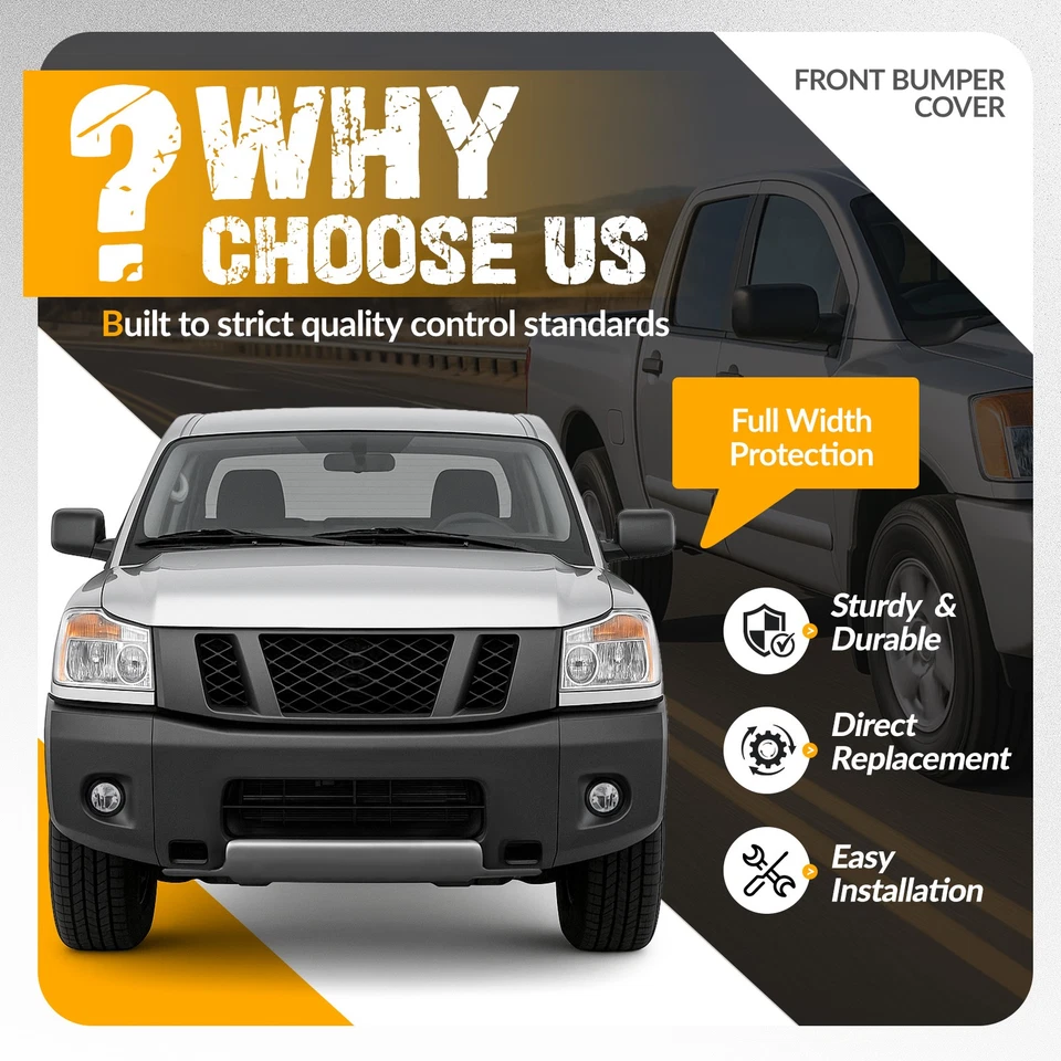 New Front Bumper Cover For Nissan Titan 2004-2014 With Fog Lamp Holes #NI1000237 - Image 3 of 4