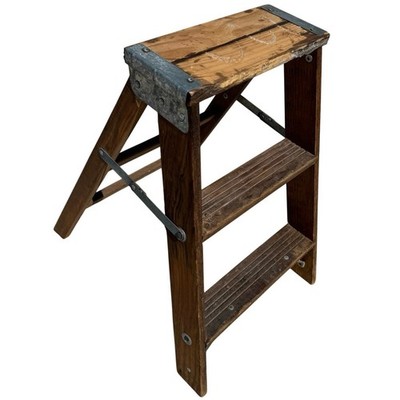 VTG Wood Step Ladder Primitive Rustic Farmhouse Plant Stand Decor 22 ...