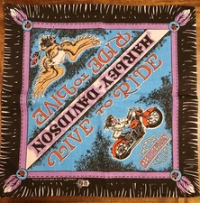 Vintage Harley Davidson Live to Ride, Ride to Live Purple Bandana 22"x 22" NEW**