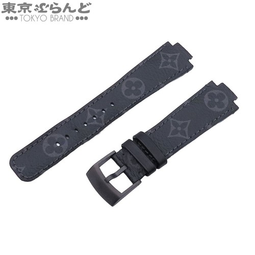 Louis Vuitton Tambour Monogram Leather Watch Strap Black R16029 SN1211