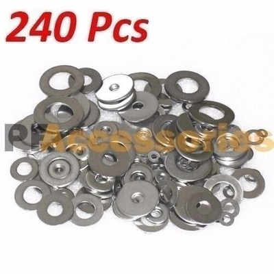 #ad 240 Pcs Zinc Plated Steel Flat Washers Set Assortment Kit 3 Size 1 2quot; 5 8quot; 11 16 $10.99