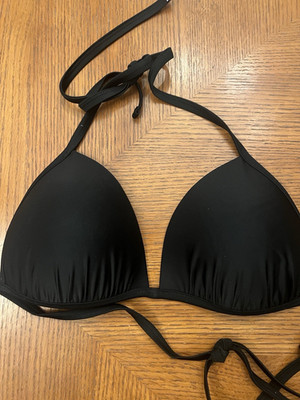 Aerie Black Triangle Halter Lined Swim Top NWT Nylon Women's Size L B20