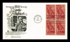ITALIAN POET DANTE ALIGHIERI 1965 FLEETWOOD CACHET FDC STAMP BLOCK  UNADDR