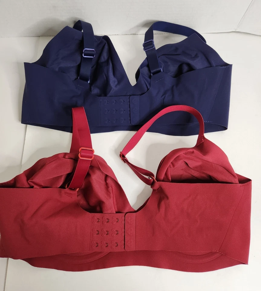 EUC Lot of 2 Smoothez by Aerie Bras 36DD Plunge Red/ Blue Remove Pads Underwire - Image 2 of 3