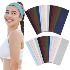 20 Pcs Headbands black, white, gray, light blue, burgundy, and military green