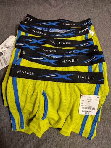 Hanes Boys X-Temp Boxer Briefs Assorted 6-Pack Size S Yellow/Blue Lines - Picture 3 of 9