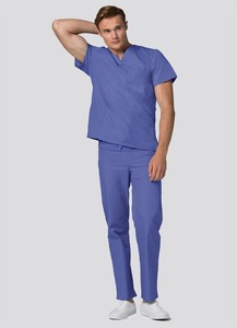 Adar Universal Uniforms Dr Nurses Many Pockets Scrub Top Ceil Blue