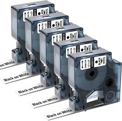 5x Schriftband Dymo D1 12mm 45013 Weiß für LabelManager 160 200 280 420P PC II