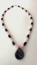 Enchanting Pink Pink and Black Beaded Necklace