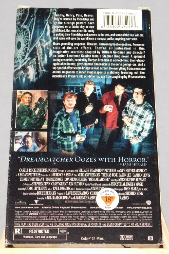 Dreamcatcher (VHS, 2003) Morgan Freeman Thomas Jane Jason Lee