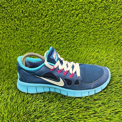 Nike Free Girls Size 7Y Blue Pink Running Athletic Walking