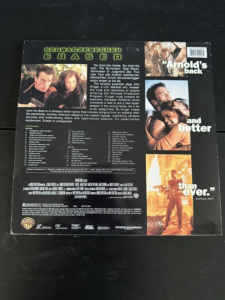 Eraser 12” Laserdisc Widescreen Edition Arnold Schwarzenegger Foto 2 de 4
