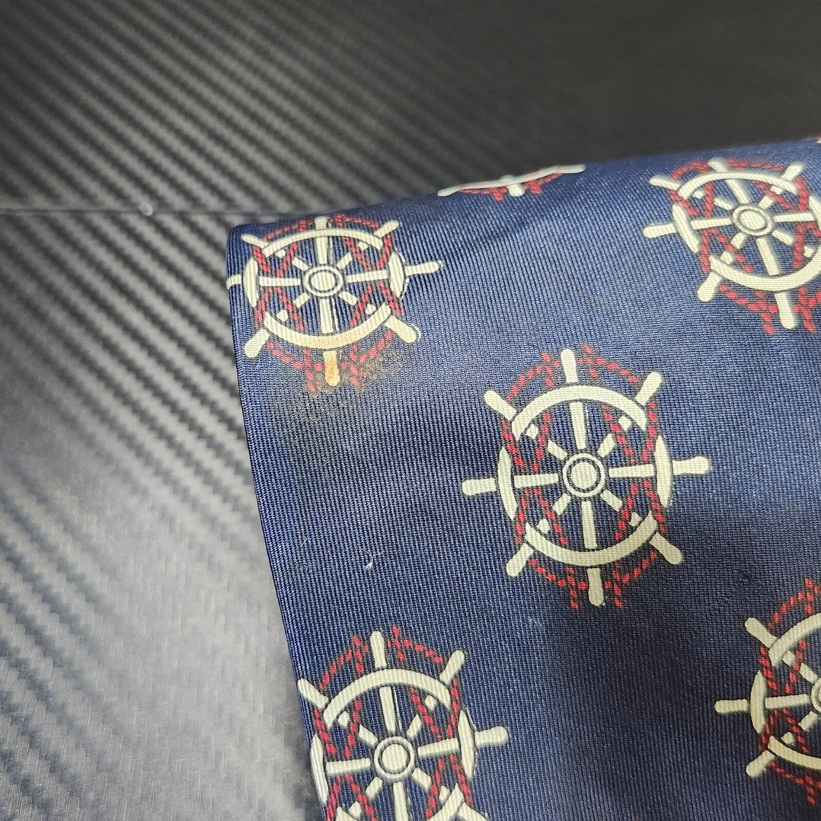 Eagle Shirtmakers Blue w/ Ships Wheels 100% Italian Silk Tie image 2