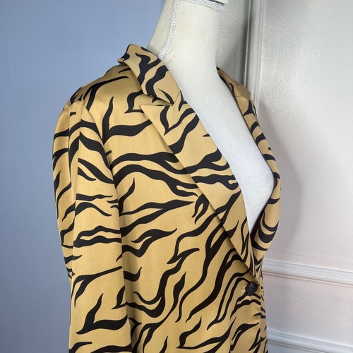 Scotch & Soda Amsterdam Tiger Stripe Blazer Satin Oversized Women's Size Medium - Picture 4 of 14