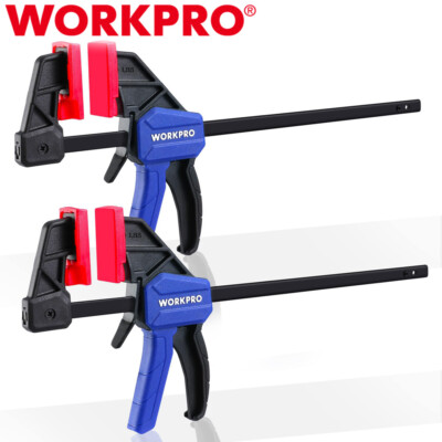 WORKPRO 2PCS 6'' Mini Bar Clamps Set One-Handed Clamp/Spreader Light-Duty F Clamp