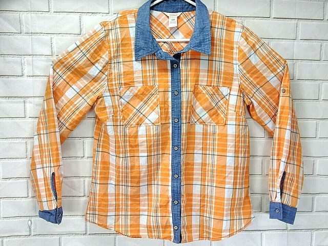 orange and blue button down