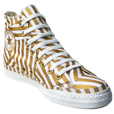 Converse Eu 39,5 UK 6,5 Chucks Striped Gold Glitter White Chuck