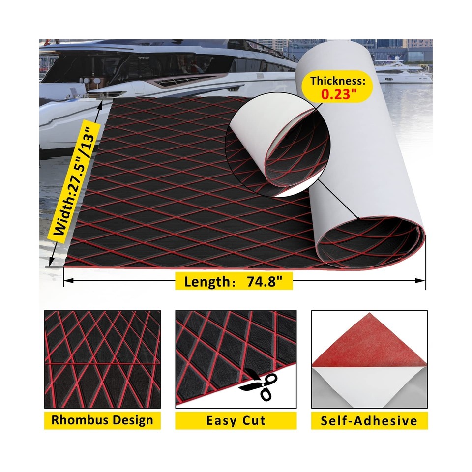 Hzkaicun Camouflage EVA Foam Boat Flooring | Waterproof Marine Decking With Adhesive For Boats, Yachts, RVs (94" X Various Widths)