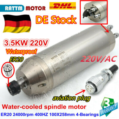 「DE」3.5KW ER20 Water Cooled CNC Spindle Motor for Metal Stone Milling Engraving
