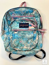 JanSport Big Student Pink and Blue Pastel Swirl Print Backpack School