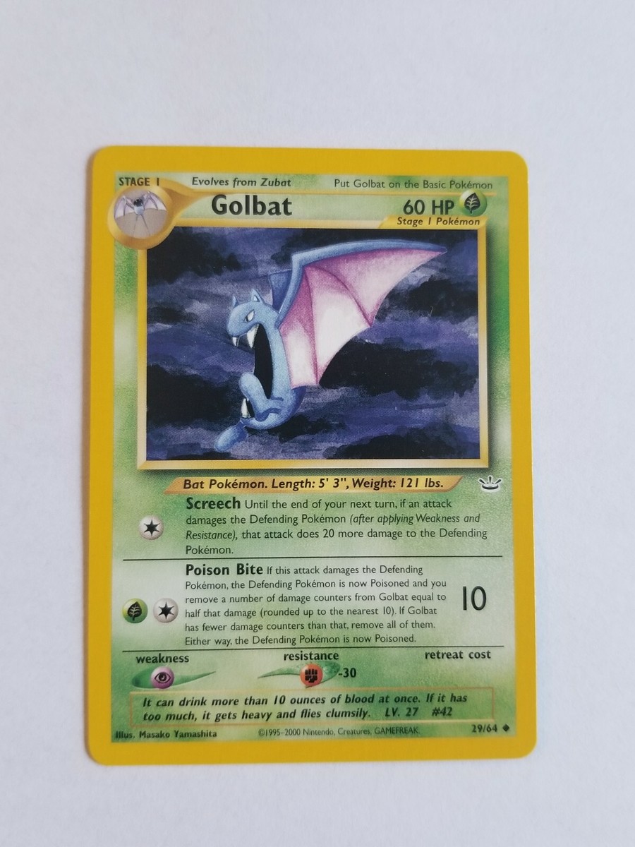 1995 golbat pokemon card value 29/64 Neo Revelation Uncommon Unlimited WOTC Pokémon Near Mint GOLBAT Card Name Golbat (60/144) - Skyridge Lightly