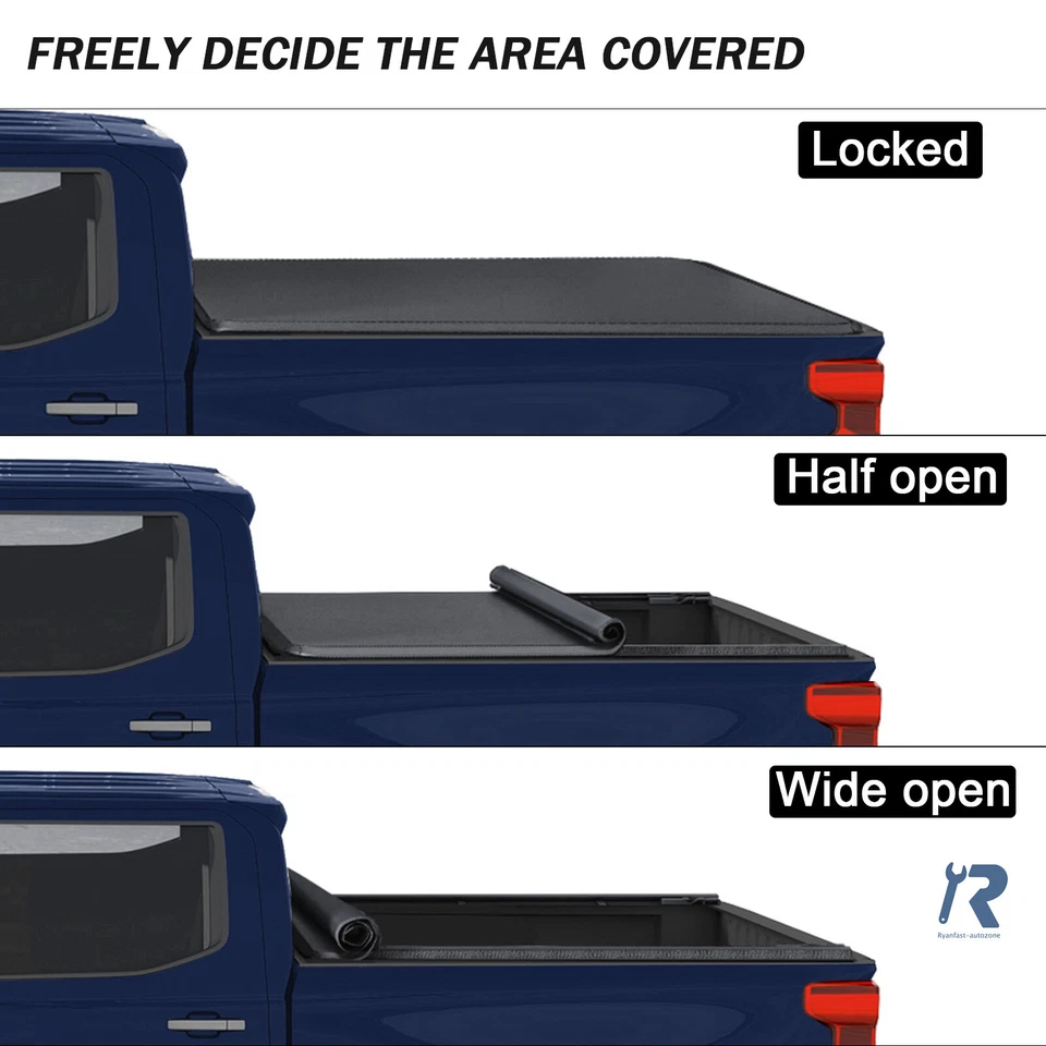 Cubierta Tonneau de cama enrollable suave 5,8 pies para Chevy Silverado/GMC Sierra 1500 07-24 Foto 3 de 4