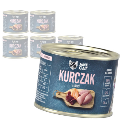 Jane Cat ADULT HÜHNCHEN LACHS 6x 200g Nassfutter für Katzen ohne Getreide