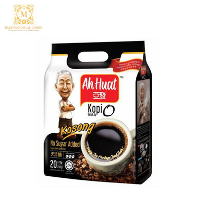 AH HUAT Instant Coffee Kopi O No Sugar Added 20 Sachets  - Halal Certified