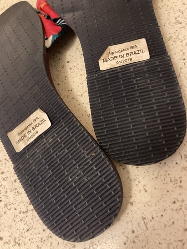 New Havaianas Alpargatas Brown Flip Flops Colorful Plants FlowerSandals Sz 11/12 - Picture 4 of 15