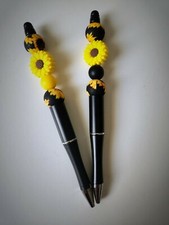 Sunflower themed beaded pen