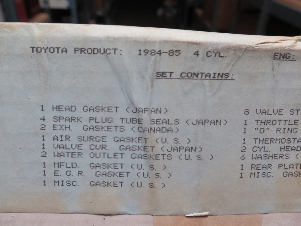 Juego de juntas de culata de motor Torque Master HS32580 84-85 Toyota Van NOS (36D) Foto 3 de 4