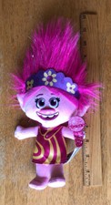 Trolls World Tour Poppy Plush 11" Doll With Pink/Yellow Dress  Headband