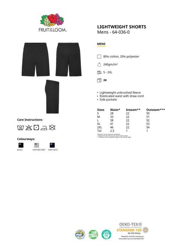 Fruit of The Loom 男式休闲裤轻便短裤 — 第 2/4 张图片