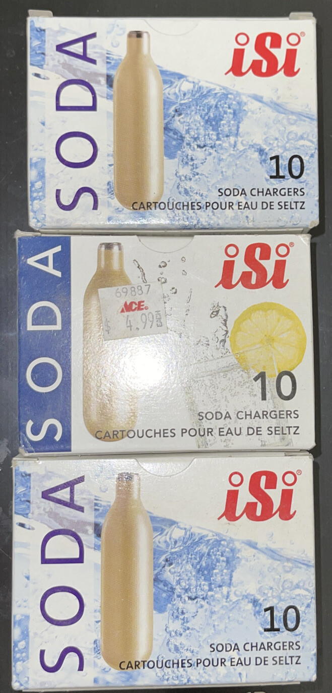 VTG Co2 ISI Soda Chargers 8g Seltzer Water Cartridges Siphon Lot of 3