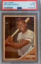 1962 Topps - #40 Orlando Cepeda - PSA 6 - EX-MINT