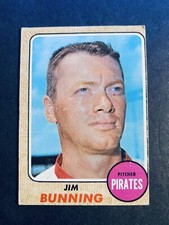 1968 Topps Baseball Jim Bunning Pittsburgh Pirates Card #215 Hall of Famer