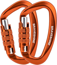 Heavy Duty Carabiner Clips 12KN Aluminum D Ring Double Locking Caribeaner Hooks